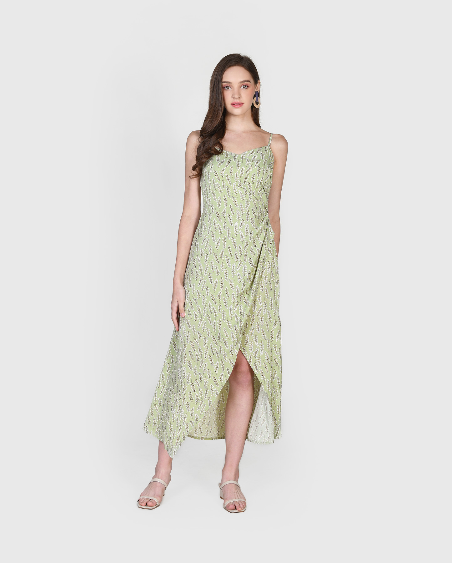 Diana Ruched Floral Maxi - Sage